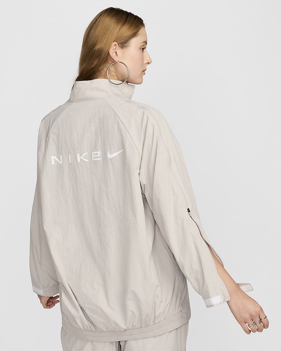 Nike Sportswear Collection Women's Oversized Repel Zip Jacket - Light Iron Ore/White