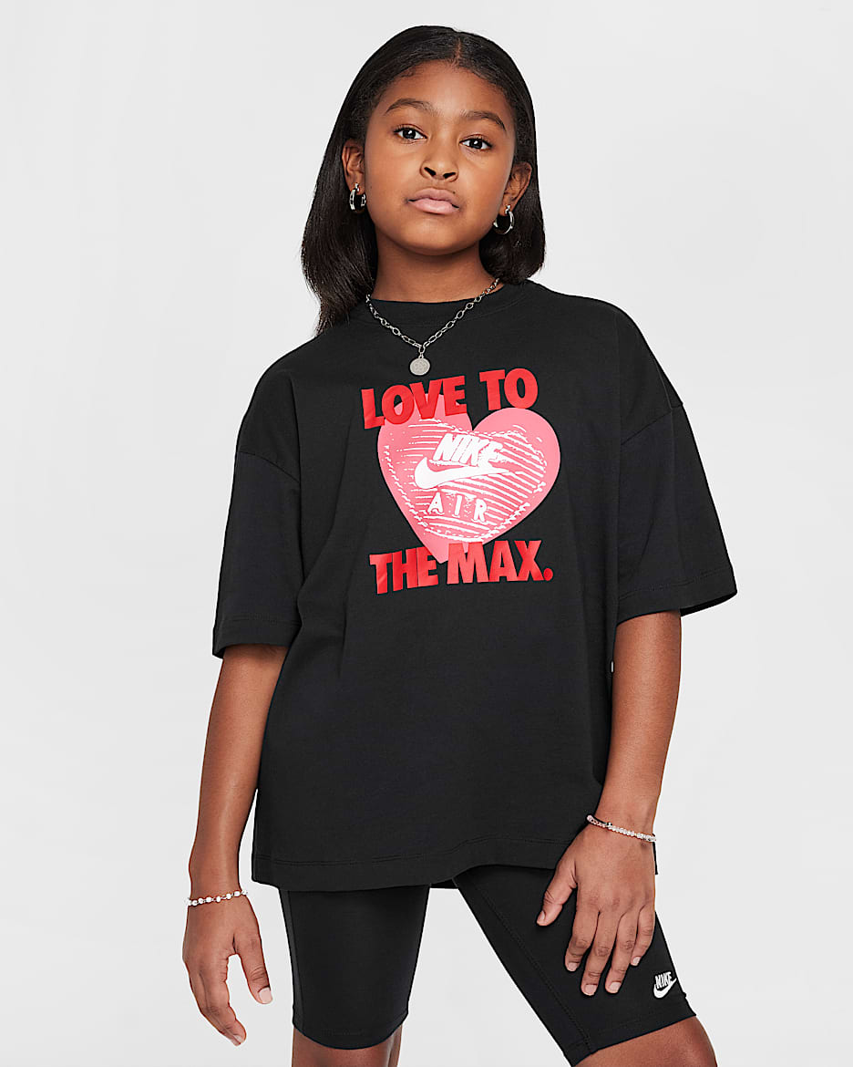 Playera para niña talla grande Nike Sportswear - Negro
