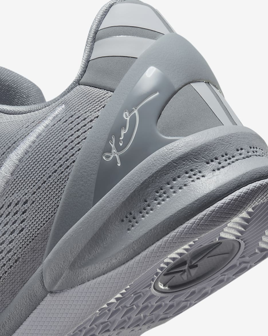 Calzado de básquetbol para niños grandes Kobe 8 - Gris lobo/Gris lobo/Blanco