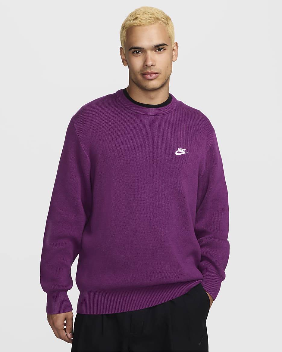 Pull à col ras-du-cou Nike Club pour homme - Viotech/Blanc