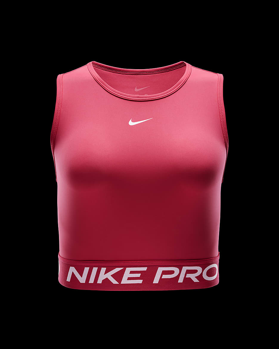 Camiseta de tirantes Dri-FIT cropped para mujer Nike Pro - Rosa margarita/Rosa paleta/Blanco