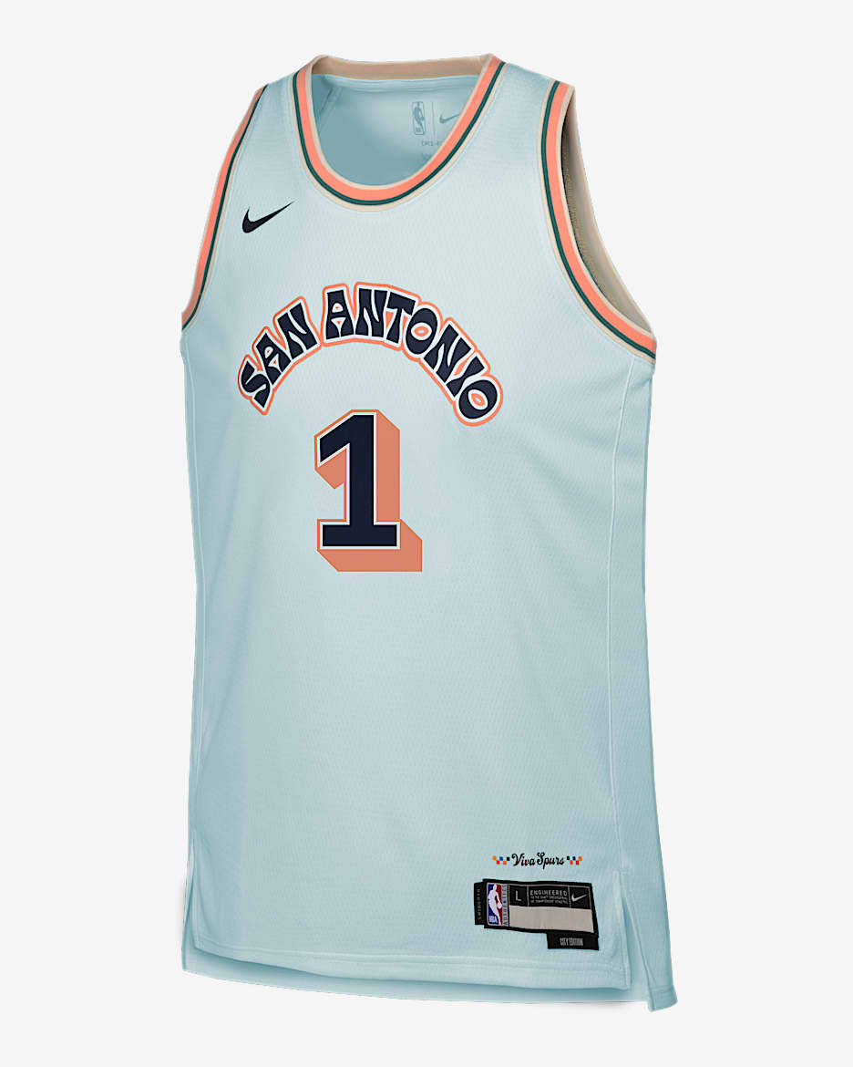 Jersey Nike Dri-FIT Swingman de la NBA para niños talla grande Victor Wembanyama San Antonio Spurs 2024/25 City Edition - Azul glacial