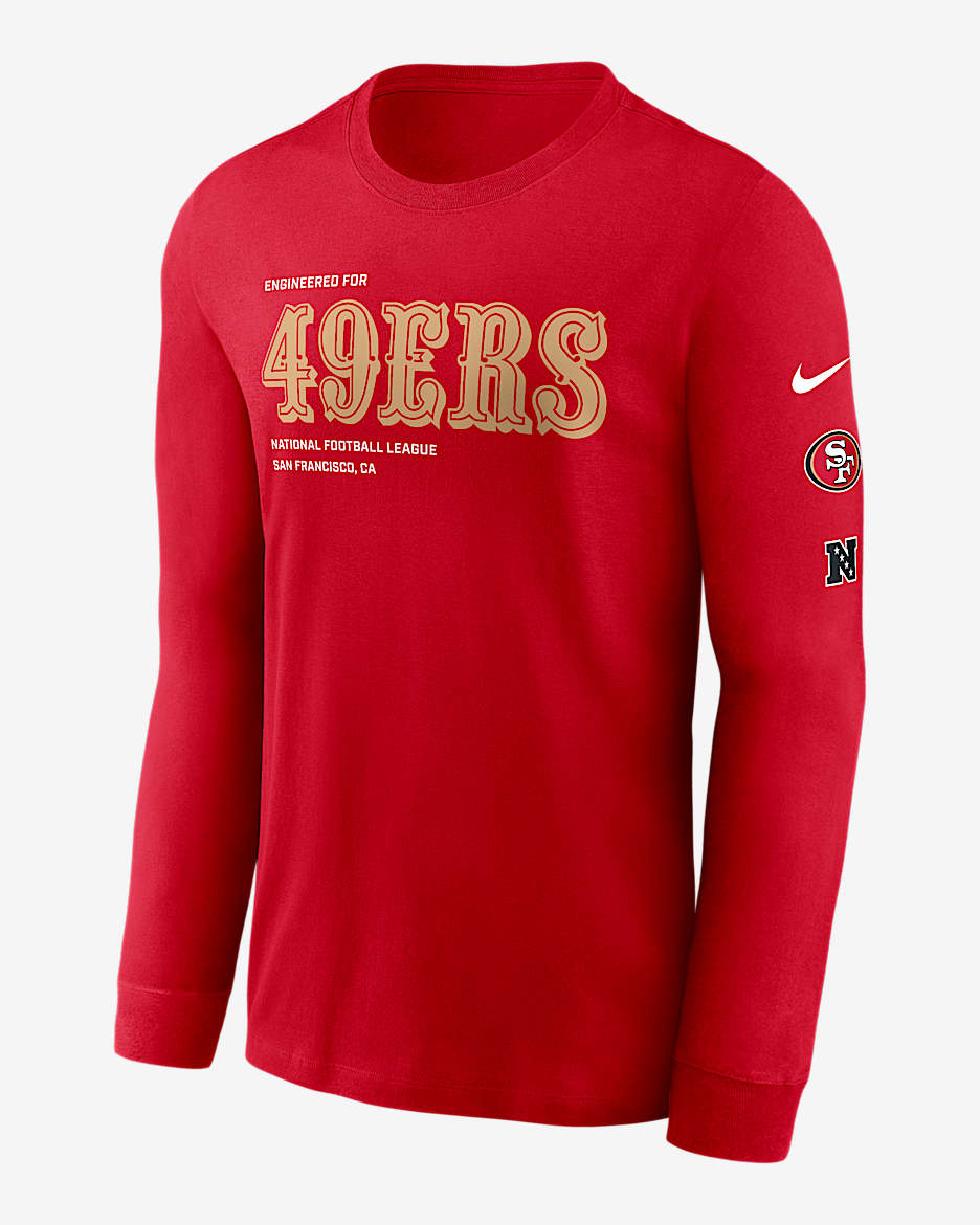 San Francisco 49ers Play To Win Essential Men's Nike NFL Long-Sleeve T-Shirt - Gym Red