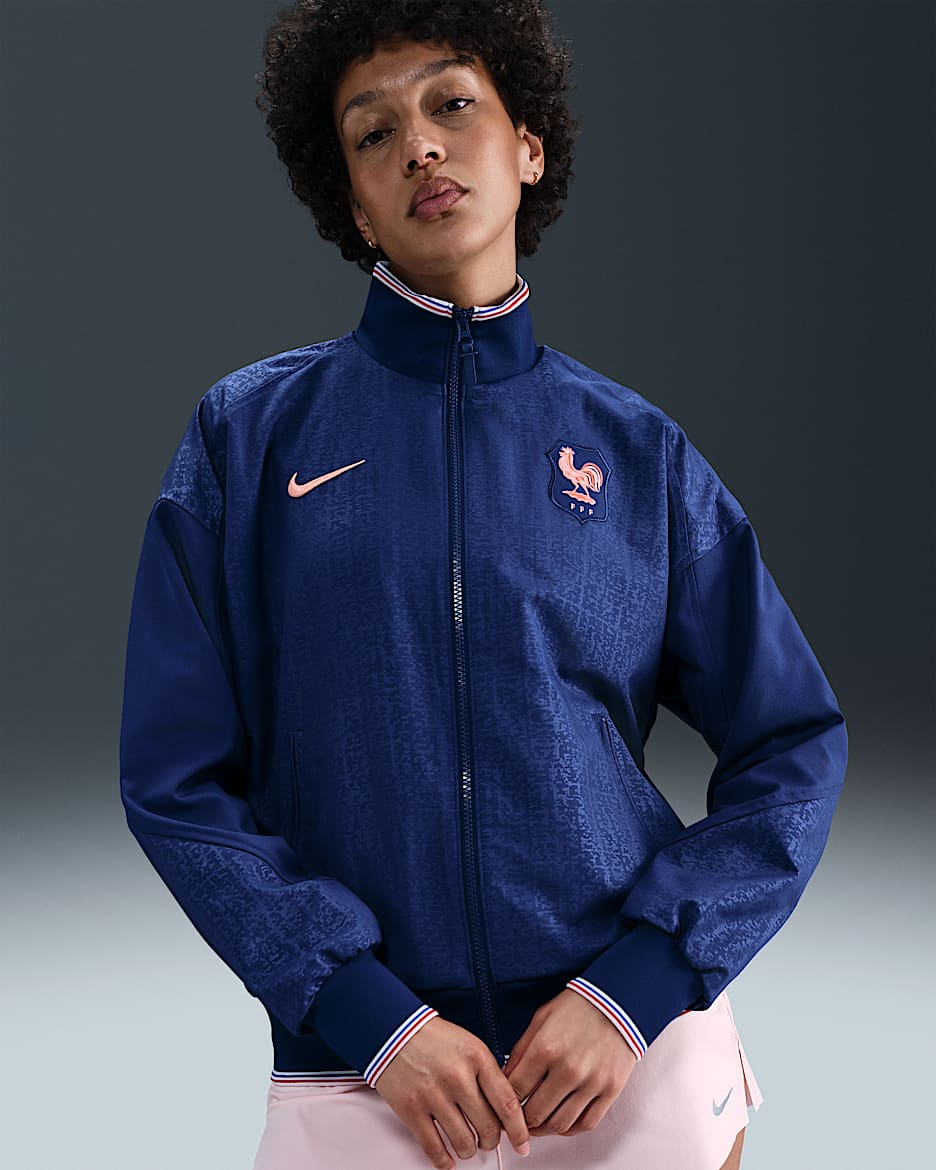 FFF Strike Women's Nike Dri-FIT Soccer Anthem Jacket - Blue Void/Light Madder Root