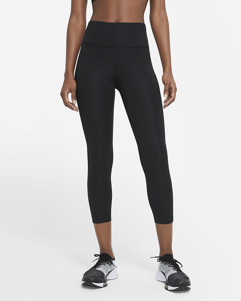 Leggings de running cortos de tiro medio para mujer Nike Fast - Negro