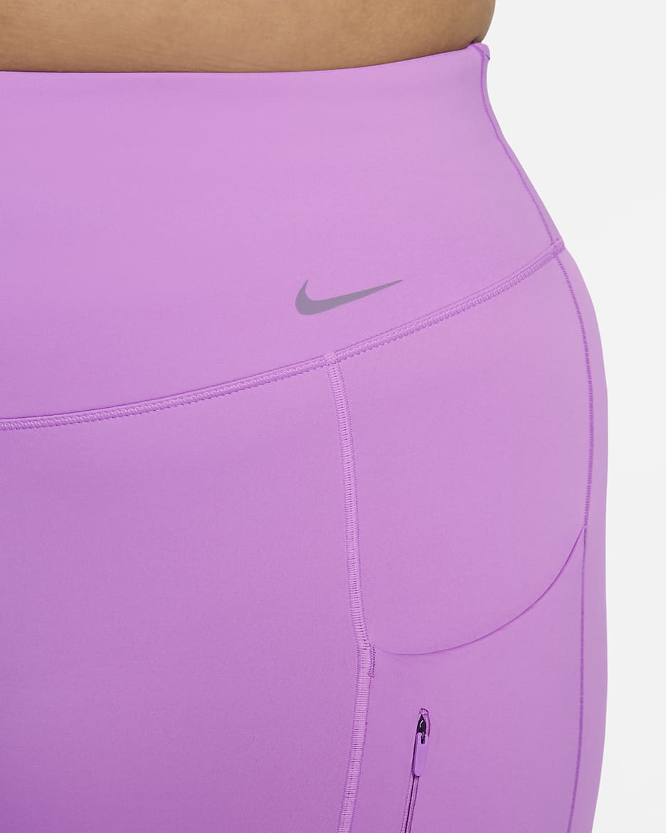 Nike Go Women's Firm-Support High-Waisted Cropped Leggings with Pockets (Plus Size) - Rush Fuchsia/Black