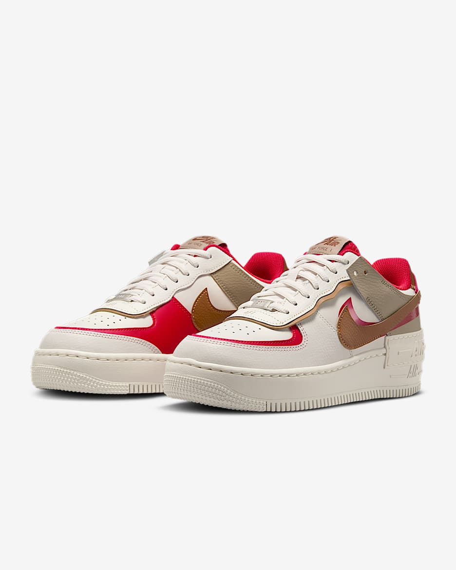 Nike Air Force 1 Shadow 女鞋 - Phantom/Fire Red/Khaki/Light British Tan