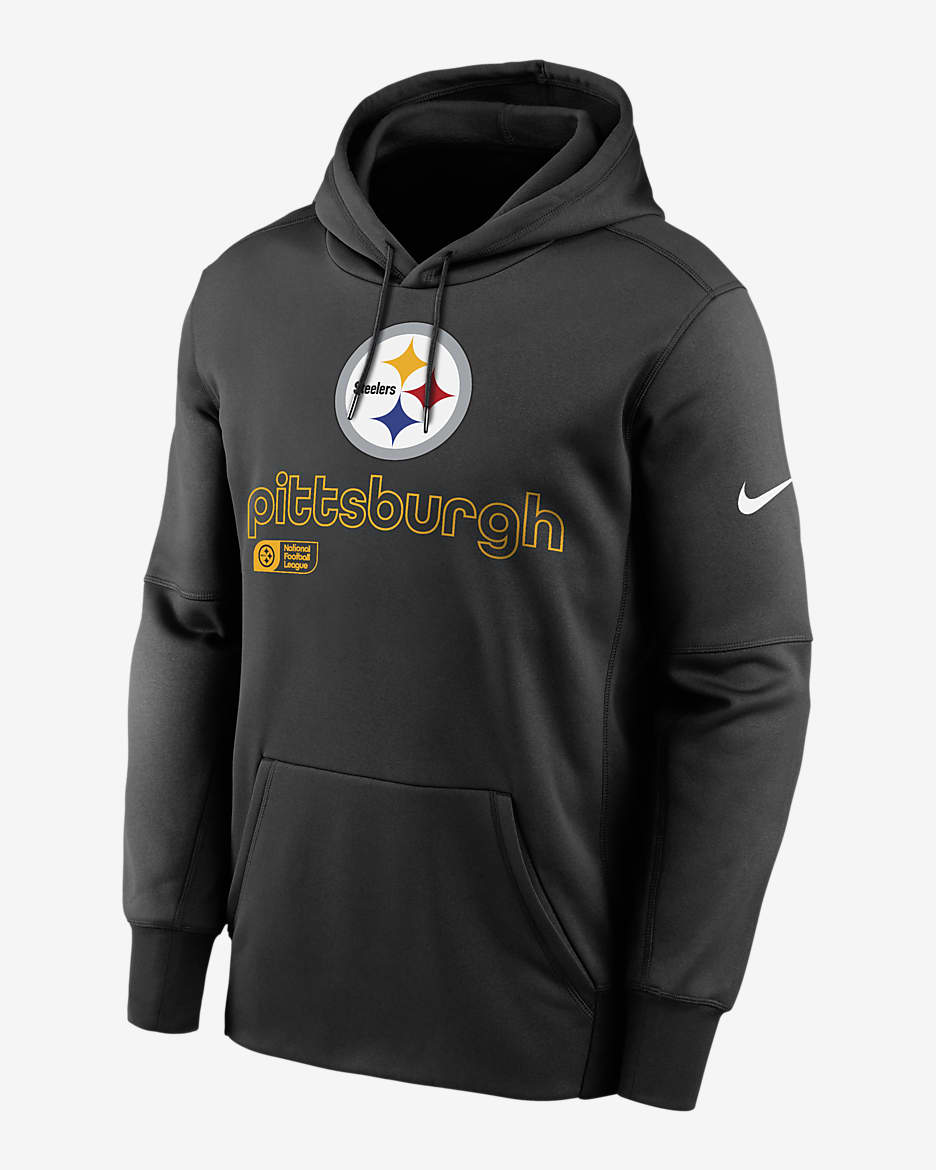 Sudadera con gorro sin cierre Nike Therma de la NFL para hombre Pittsburgh Steelers - Negro