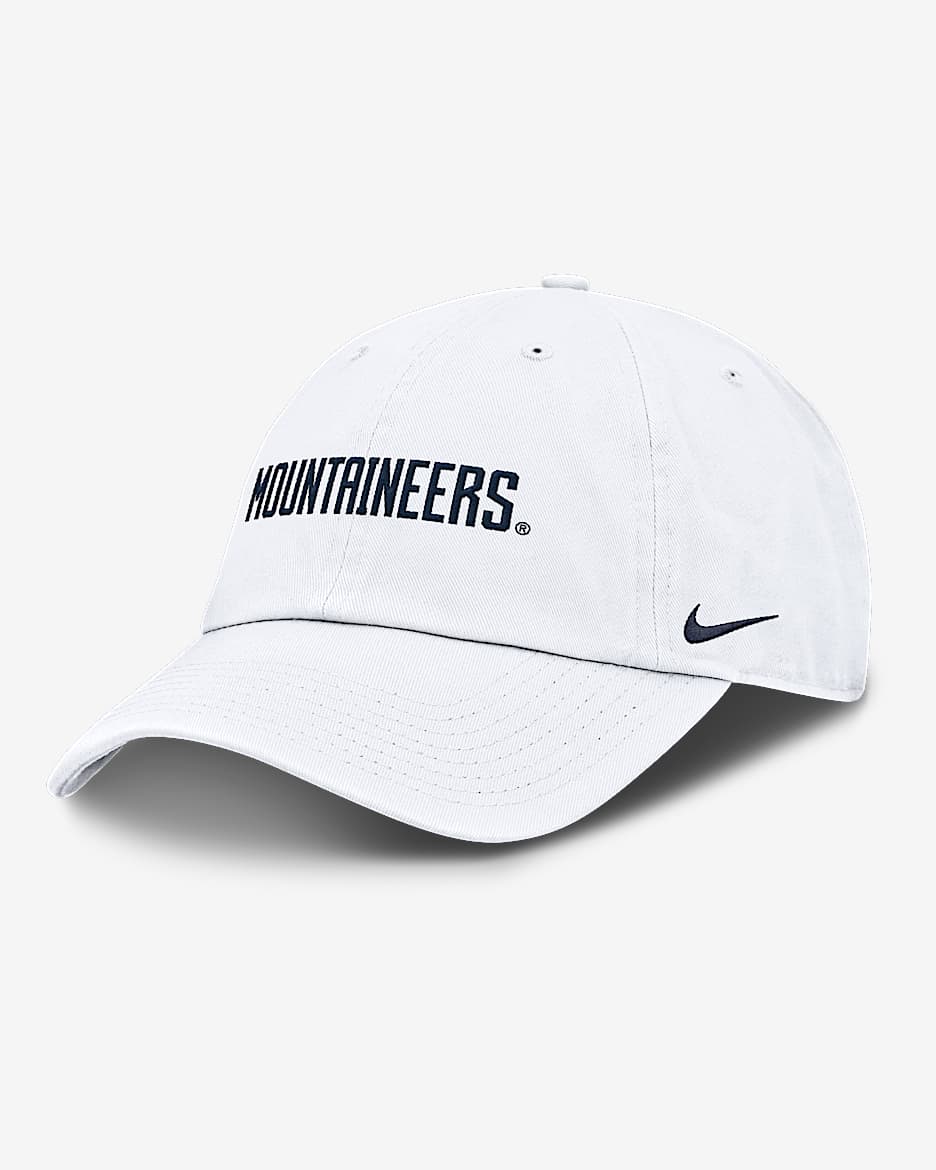 West Virginia Mountaineers Core Club Mascot Wordmark Men's Nike College Adjustable Hat - White