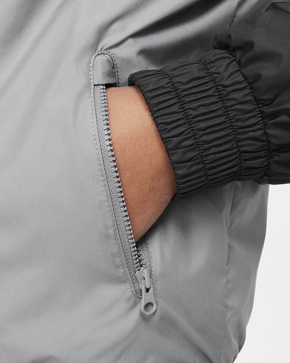 Nike Sportswear Windrunner Chaqueta con capucha Repel (Talla grande) - Niño/a - Blanco/Smoke Grey/Negro/Negro