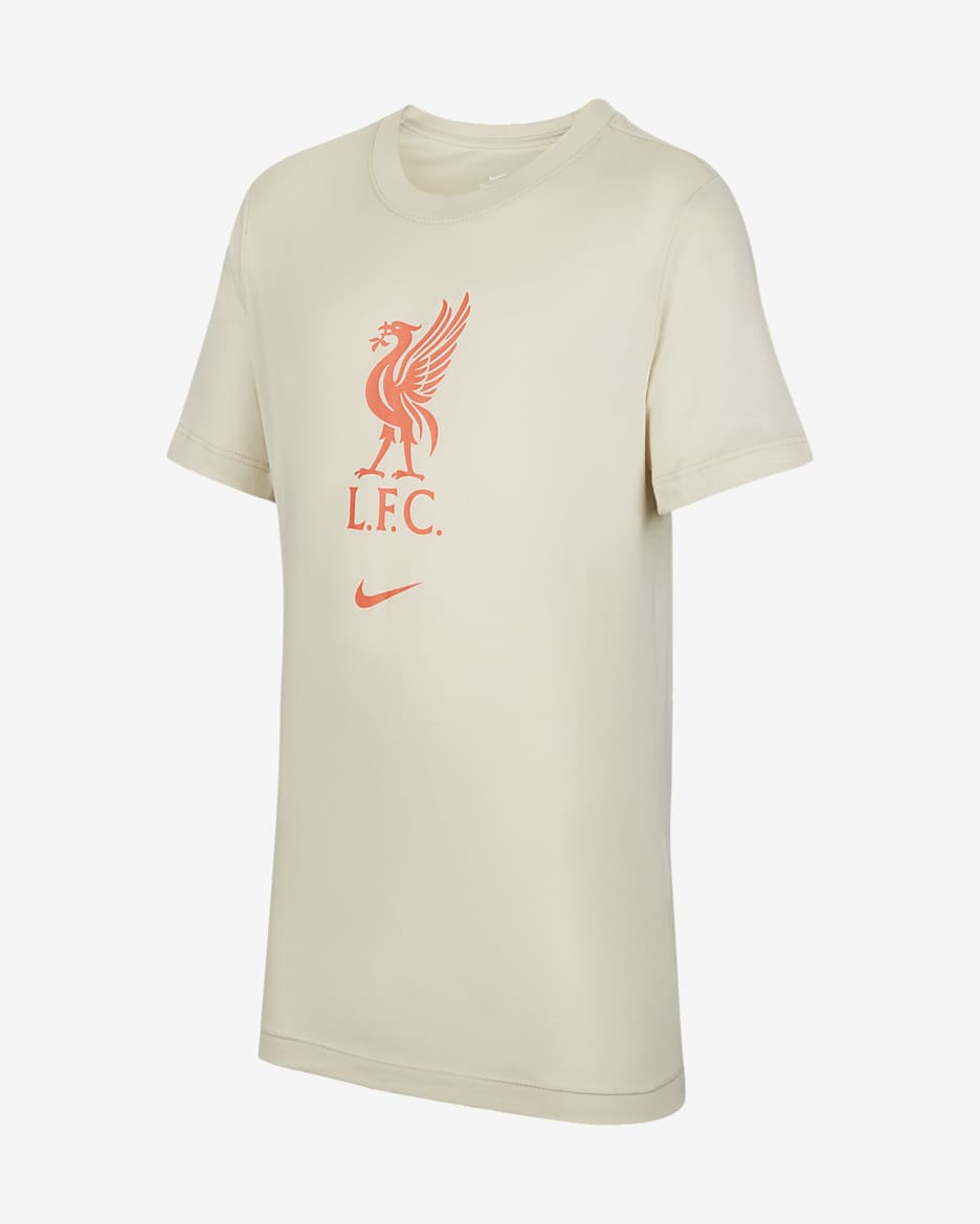Liverpool FC Older Kids' Football T-Shirt - Fossil/Bright Crimson