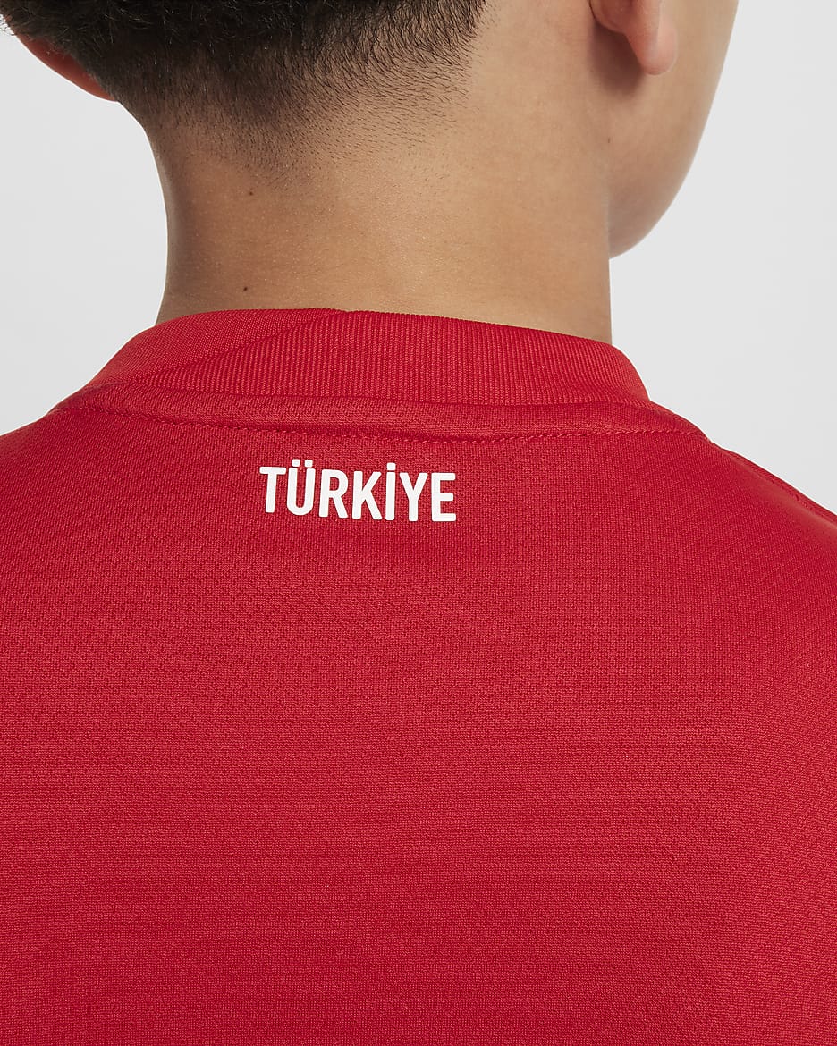 Türkiye 2024/25 Stadium Away Older Kids' Nike Dri-FIT Football Replica Shirt - Sport Red/Sport Red/White