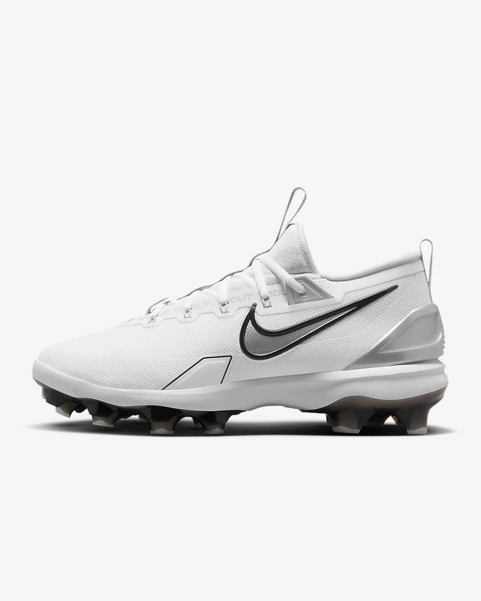 Tacos de béisbol Nike Force Trout 9 Elite MCS - Blanco/Negro/Platino puro/Plata metalizado