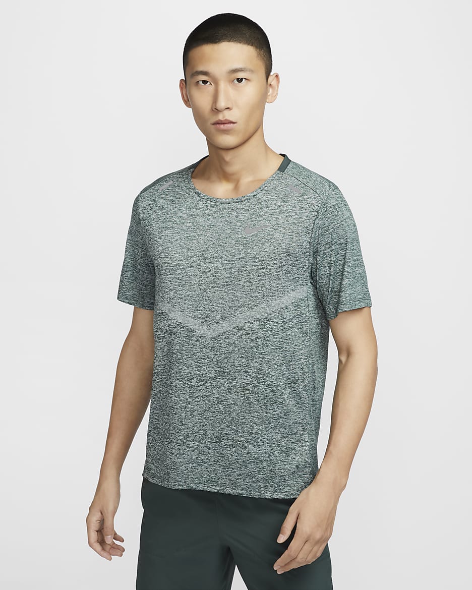 Nike Dri-FIT Rise 365 男款短袖跑步上衣 - Vintage Green/Heather