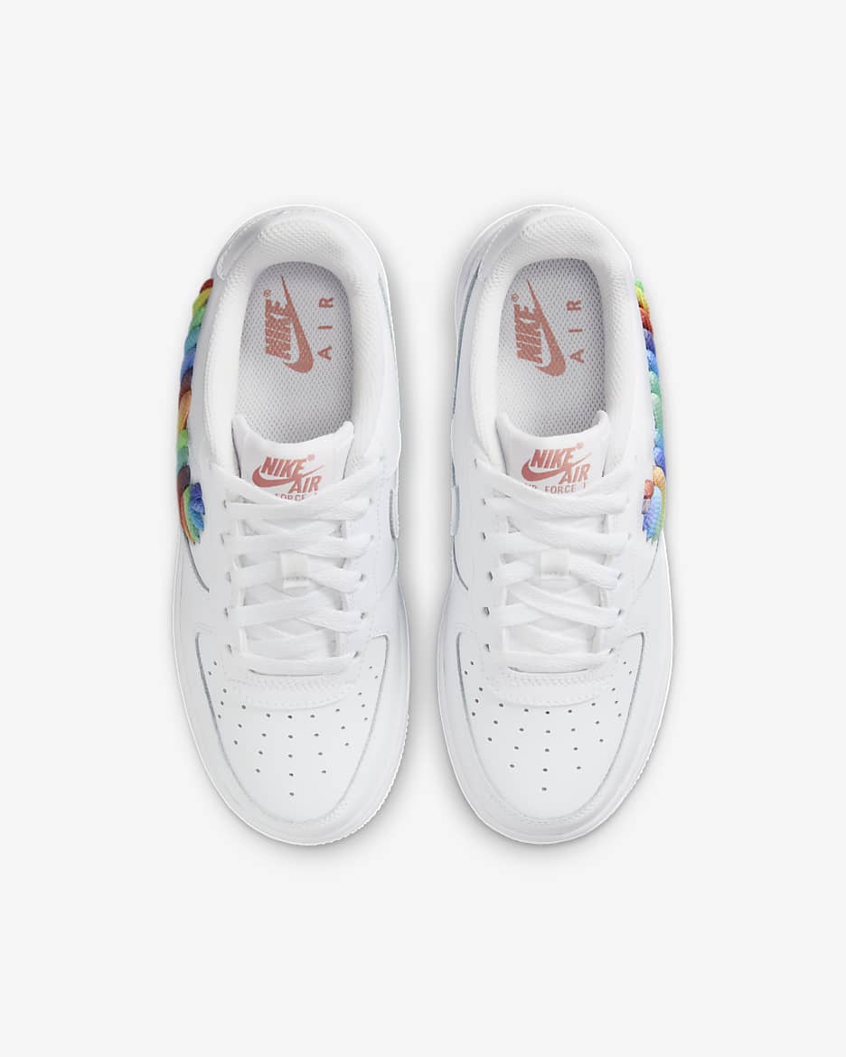 Nike Air Force 1 LV8 Older Kids' Shoes - White/Terra Blush/Vapour Green/Multi-Colour