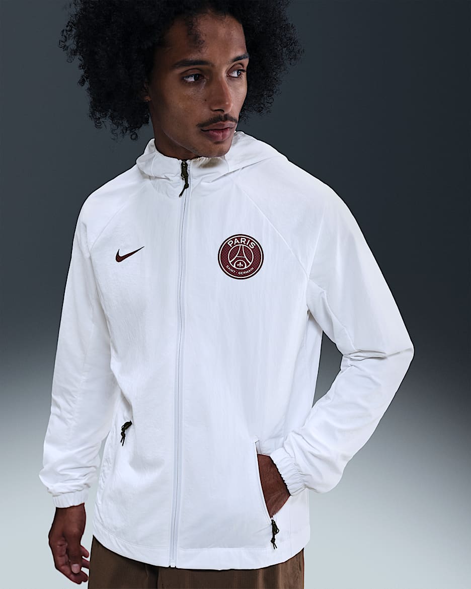Paris Saint-Germain AWF vevd Nike Football-jakke til herre - Hvit/University Red