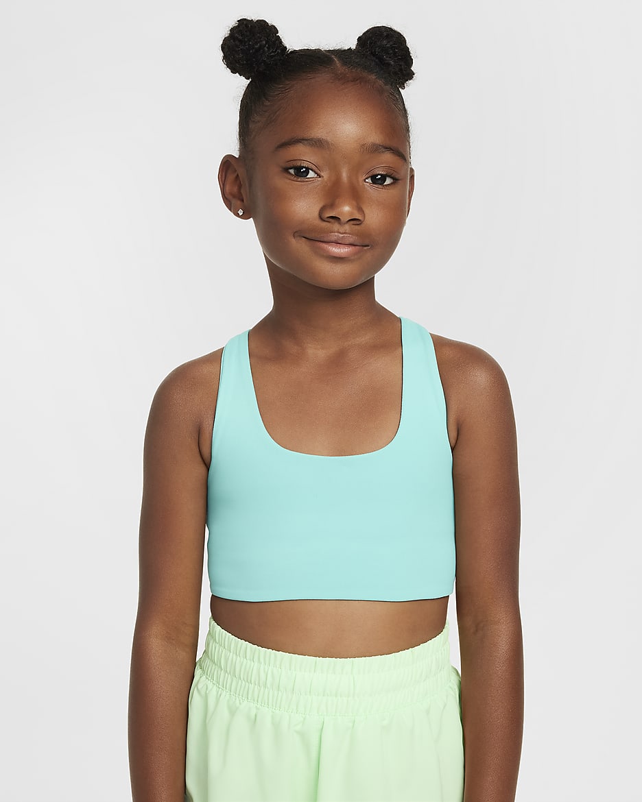 Nike One Big Kids' (Girls') Long-Line Sports Bra - Green Frost/White