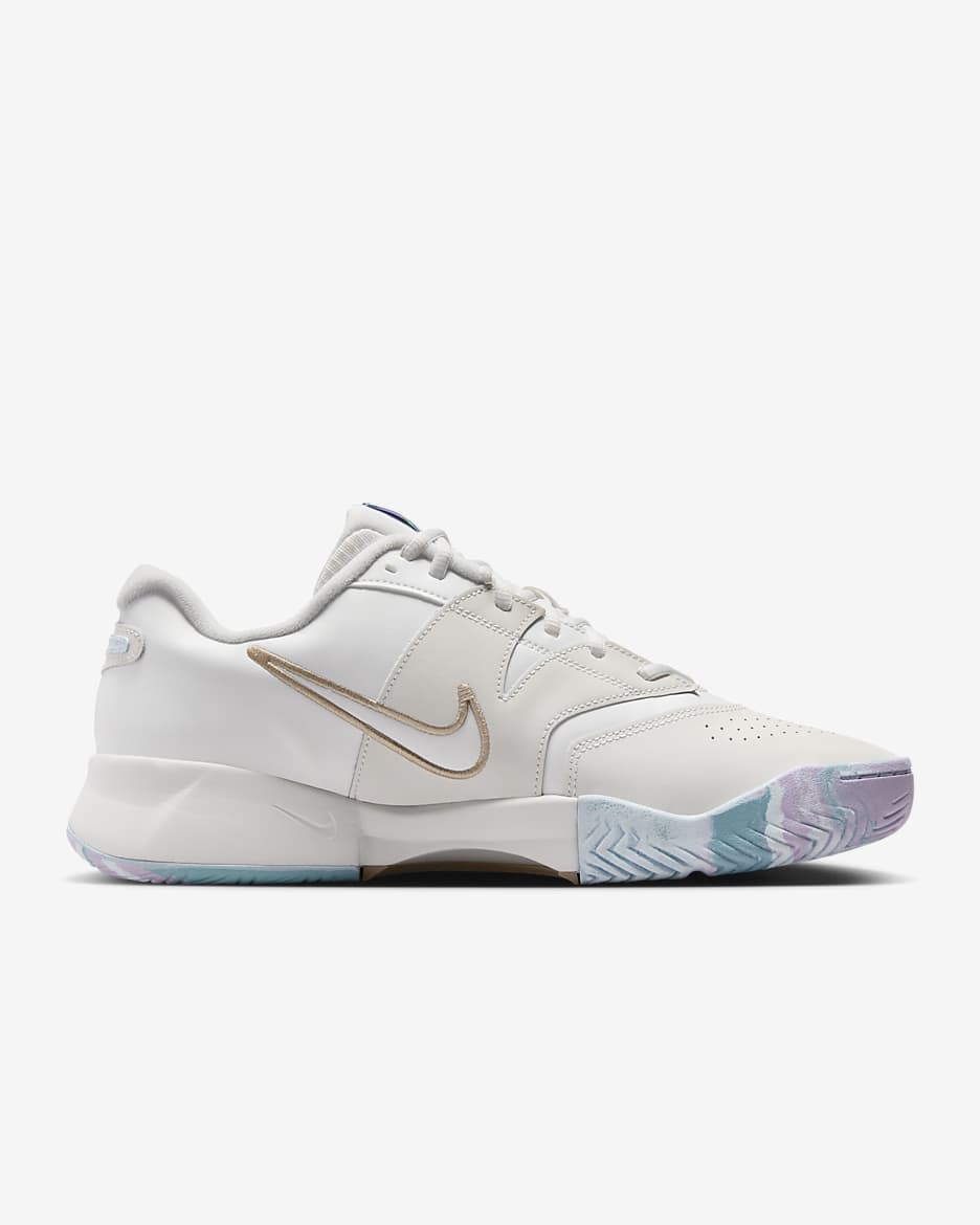 NikeCourt Lite 4 Premium 皮革男款硬地球場網球鞋 - Summit White/Phantom/Denim Turquoise/Hemp