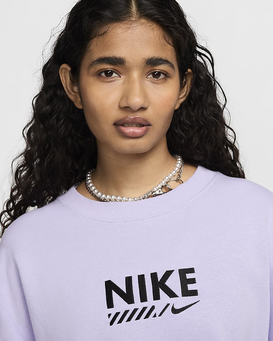 Sweatshirt de gola redonda folgada em lã cardada Nike Sportswear para mulher - Hydrangeas