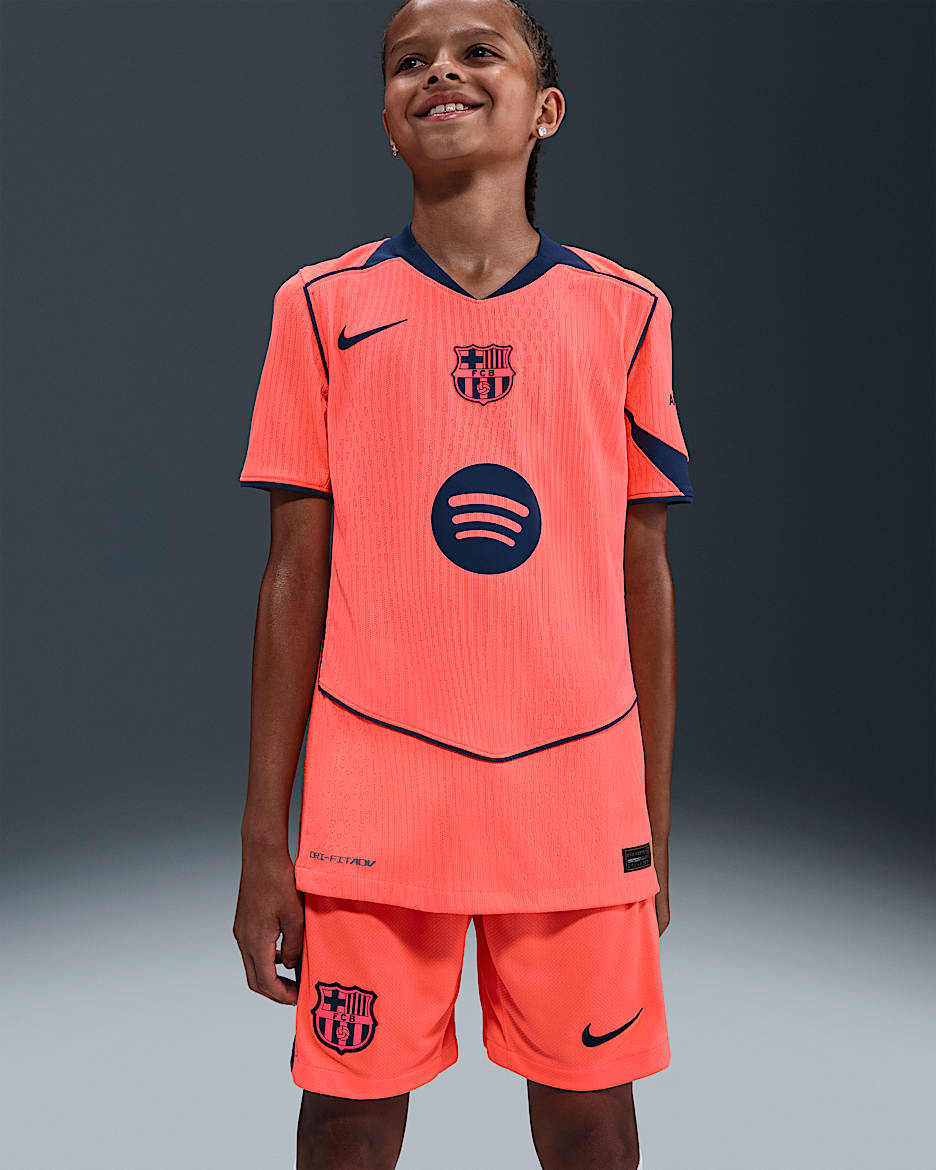 F.C. Barcelona 2025/26 Match Third Older Kids' Nike Dri-FIT ADV Total 90 Football Authentic Shirt - Bright Mango/Midnight Navy/Midnight Navy