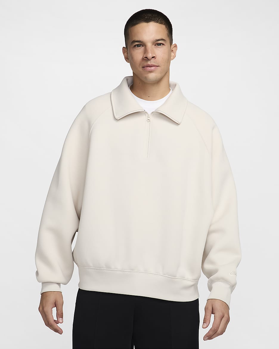 Top de medio cierre de tejido Fleece para hombre Nike Tech - Marrón verdoso claro/Marrón verdoso claro