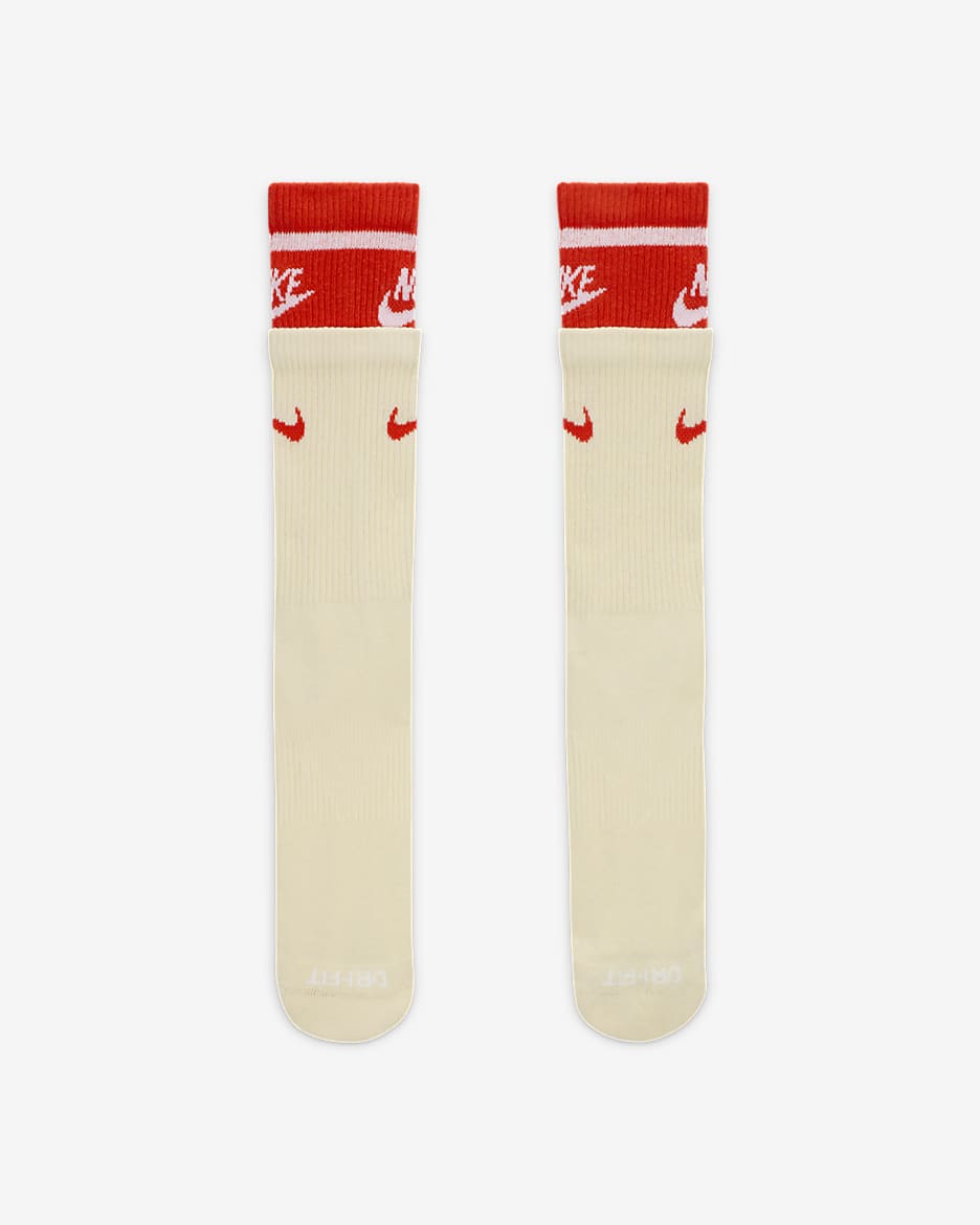 Nike Everyday Plus Cushioned Crew Socks (1 Pair) - Coconut Milk/Picante Red/White