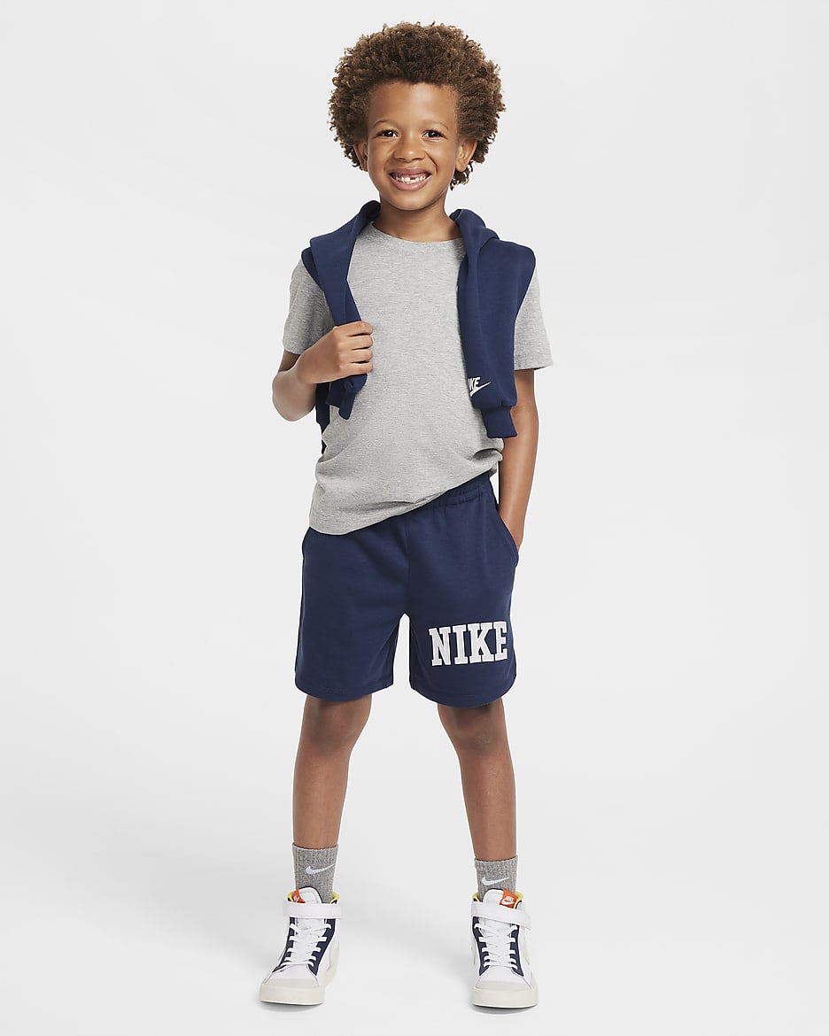 Nike Sportswear Club Little Kids' Applique French Terry Shorts - Midnight Navy