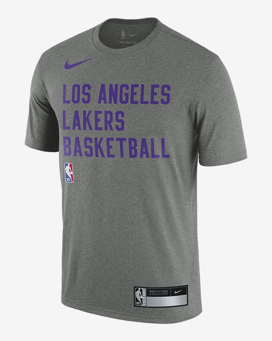 Los Angeles Lakers Men's Nike Dri-FIT NBA Practice T-Shirt - Tumbled Grey/Flat Silver/Heather