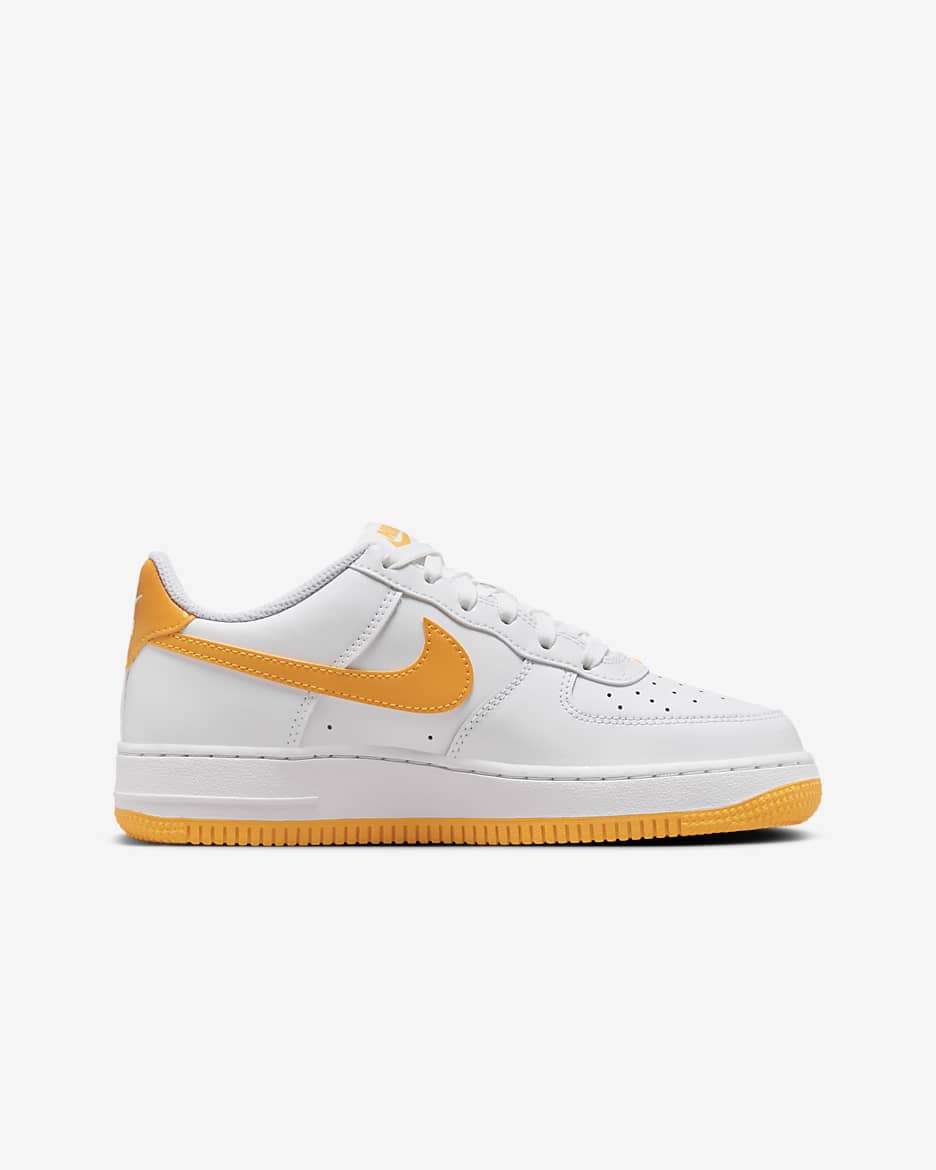 Nike Air Force 1 Older Kids' Shoes - White/White/University Gold