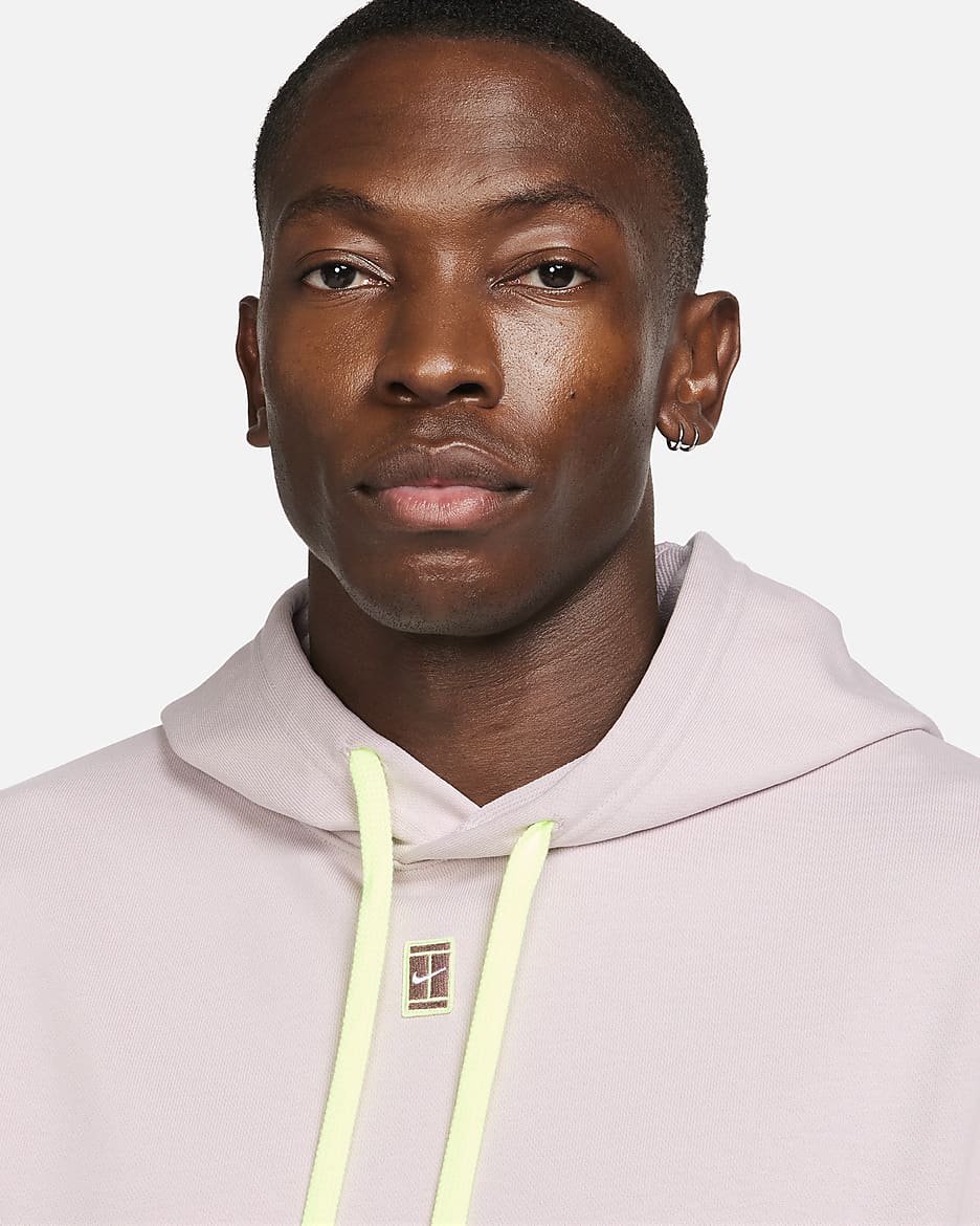 Sweat à capuche de tennis en tissu Fleece NikeCourt pour Homme - Platinum Violet/Barely Volt