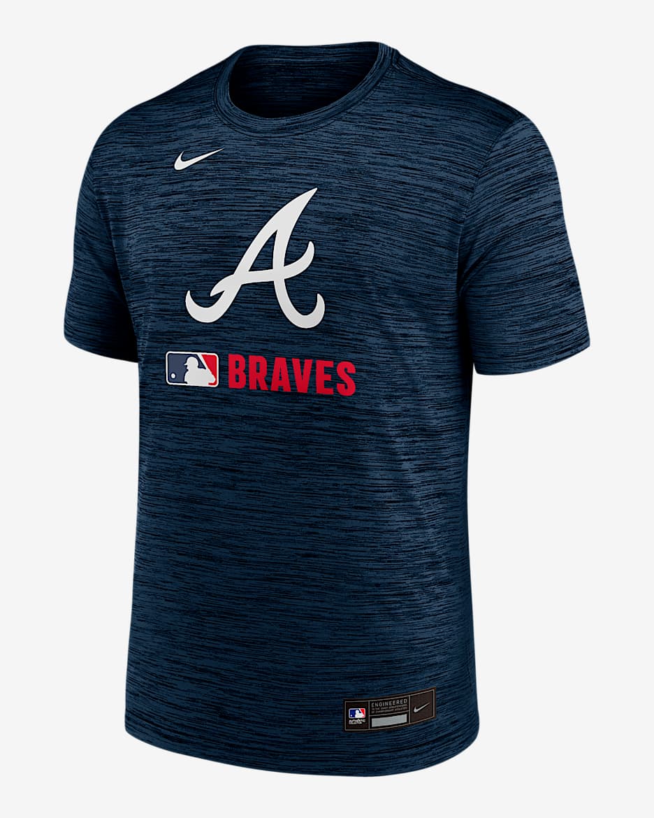 Playera Nike Dri-FIT de la MLB para hombre Atlanta Braves Authentic Collection Velocity - Azul marino
