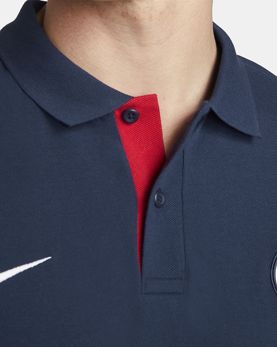 Paris Saint-Germain Men's Polo - Midnight Navy/University Red/White