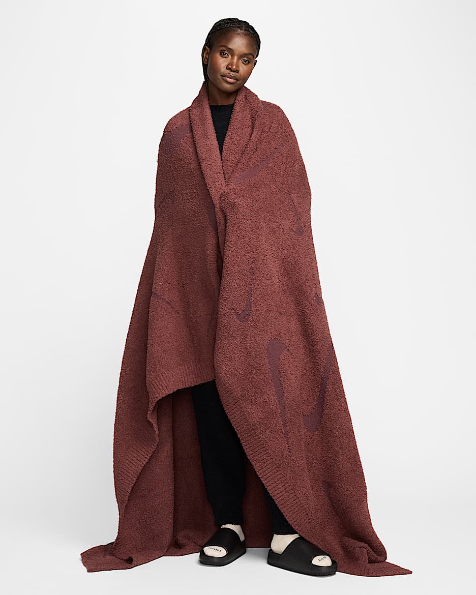 Manta de tejido Knit oversized Nike Sportswear Phoenix Cozy Bouclé - Rojo sepia