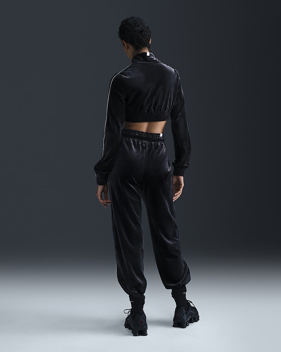 Nike Sportswear Collection Women's Mid-Rise Velour Joggers - Black/Sail/Sail