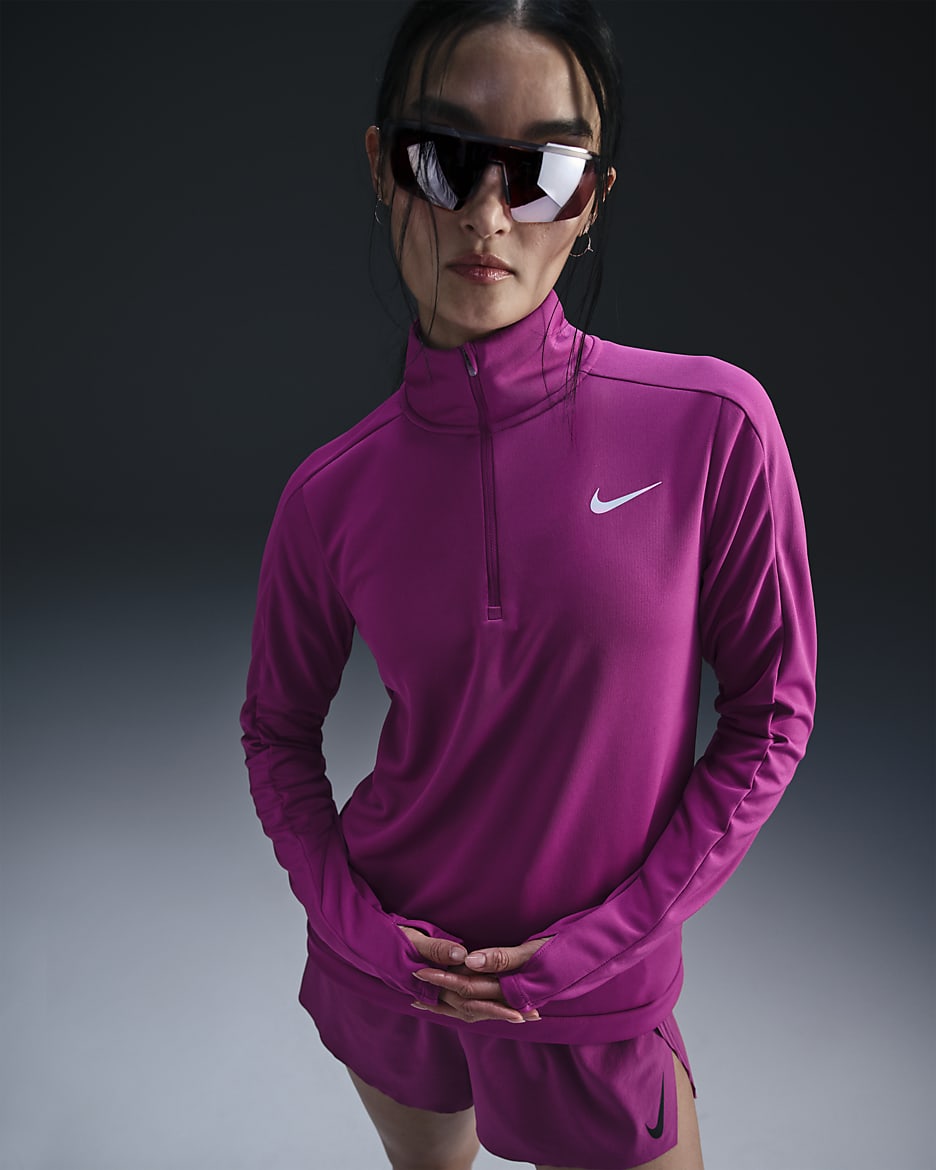 Nike Dri-FIT Pacer rövid cipzáras női pulóver - Hot Fuchsia