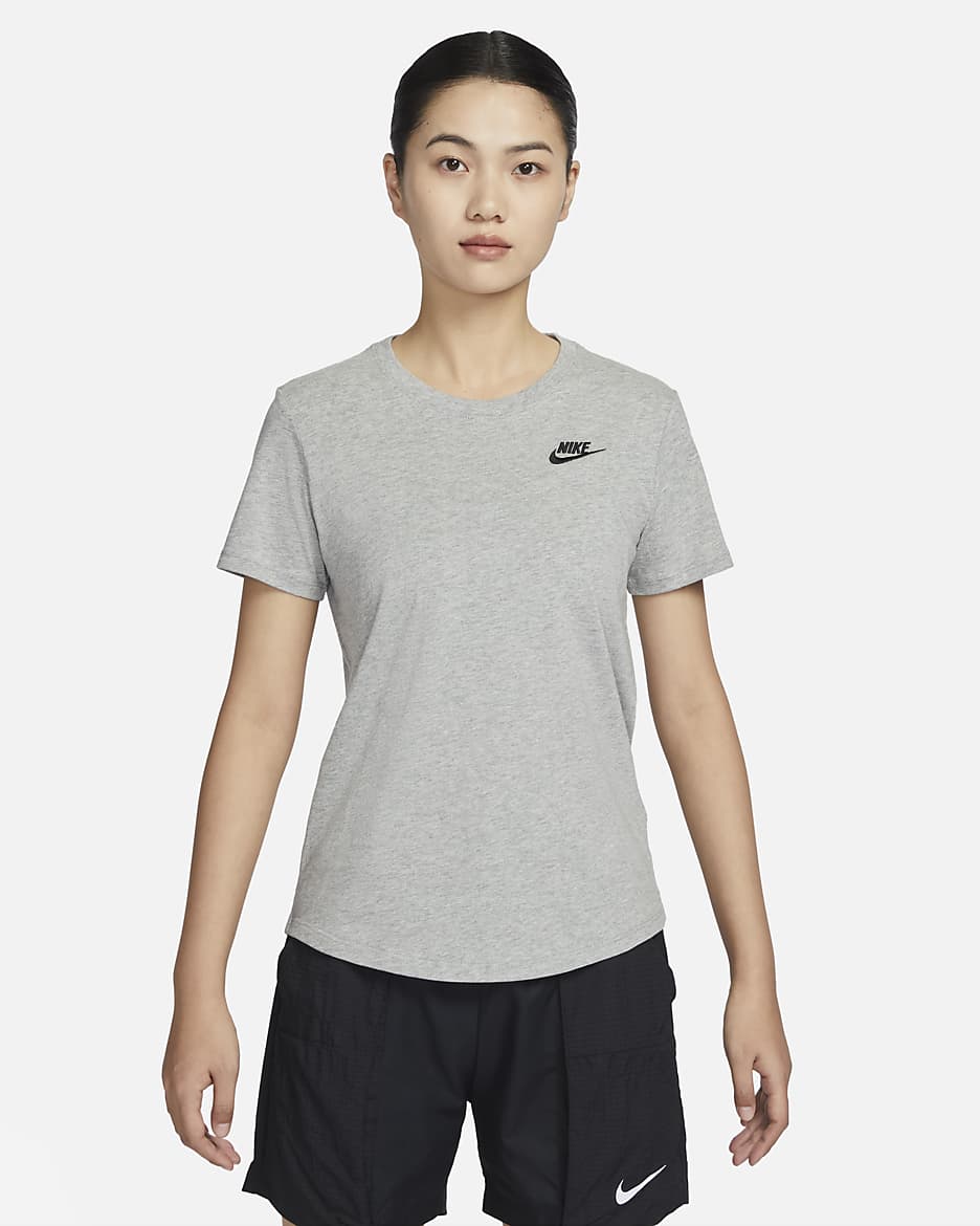 Nike Sportswear Club Essentials 女款 T 恤 - Dark Grey Heather/黑色