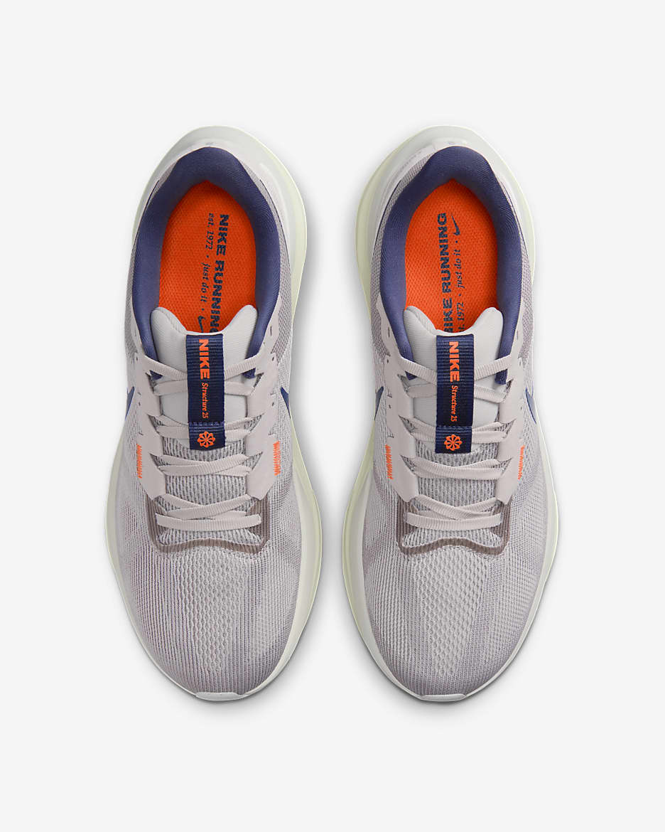 Nike Structure 25 Men's Road Running Shoes - Light Iron Ore/Total Orange/Atmosphere Grey/Thunder Blue
