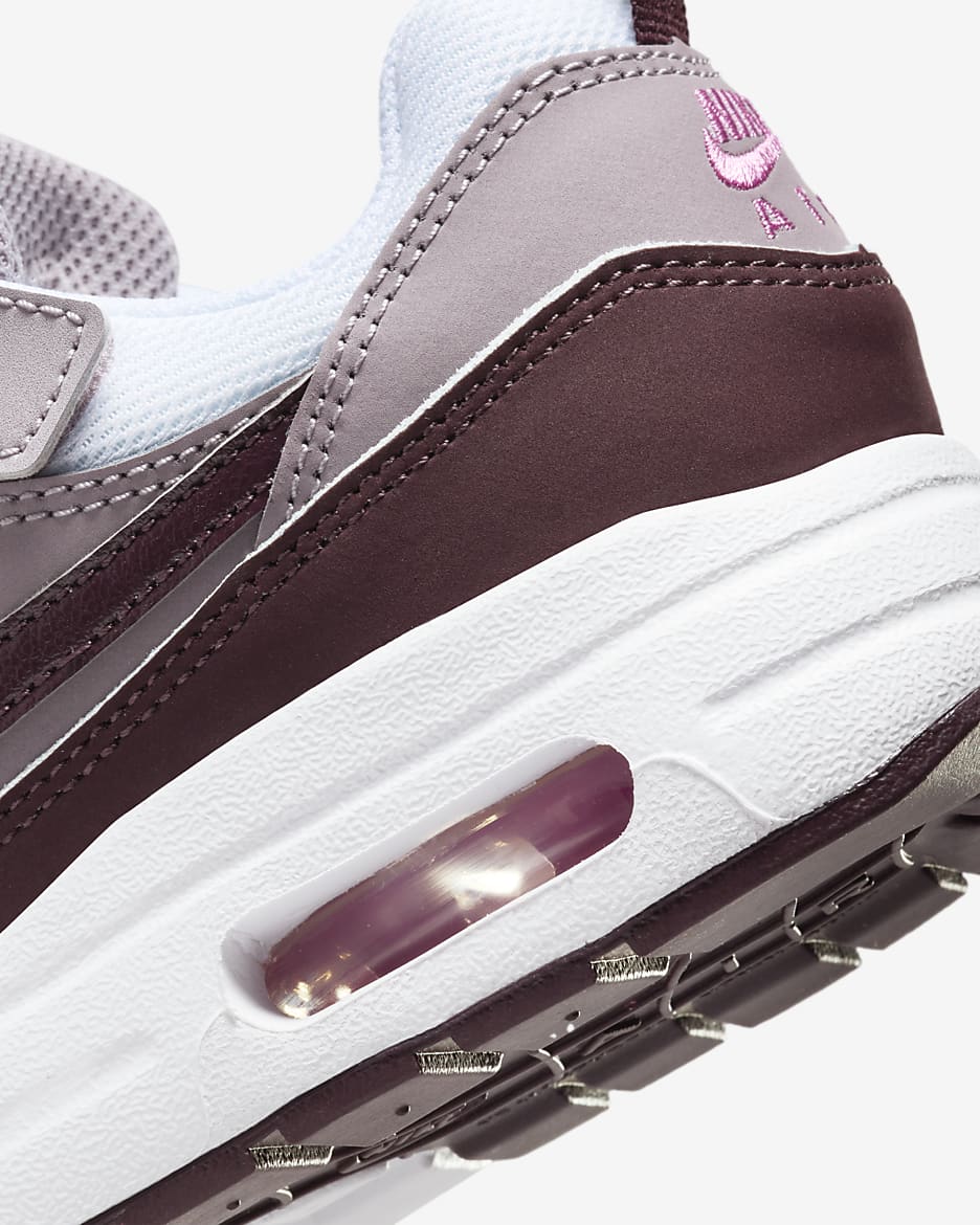 Nike Air Max 1 EasyOn Younger Kids' Shoes - White/Light Violet Ore/Playful Pink/Burgundy Crush