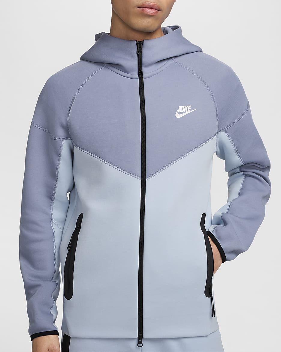 Nike Sportswear Tech Fleece Windrunner 男款全長式拉鍊連帽上衣 - Light Armory Blue/Ashen Slate/白色