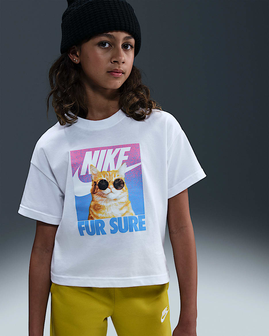 Nike Sportswear-T-shirt til større børn (piger) - hvid