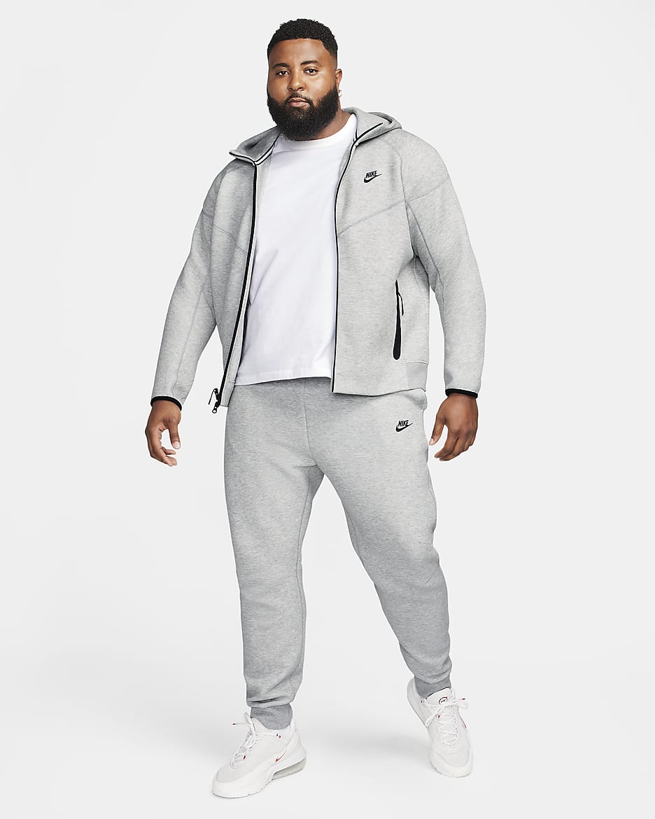 Męska bluza z kapturem i zamkiem na całej długości Nike Sportswear Tech Fleece Windrunner - Dark Grey Heather/Czerń