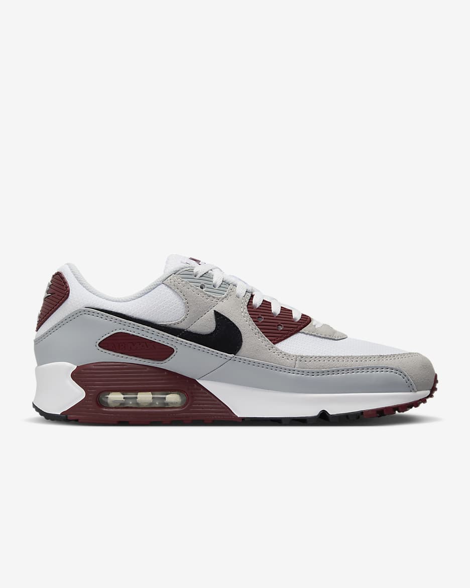 Calzado para hombre Nike Air Max 90 - Blanco/Rojo team oscuro/Platino puro/Negro