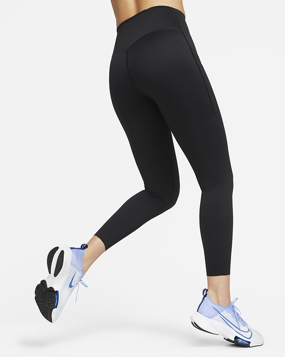 Legging 7/8 à taille haute et maintien supérieur avec poches Nike Go pour femme - Noir/Noir