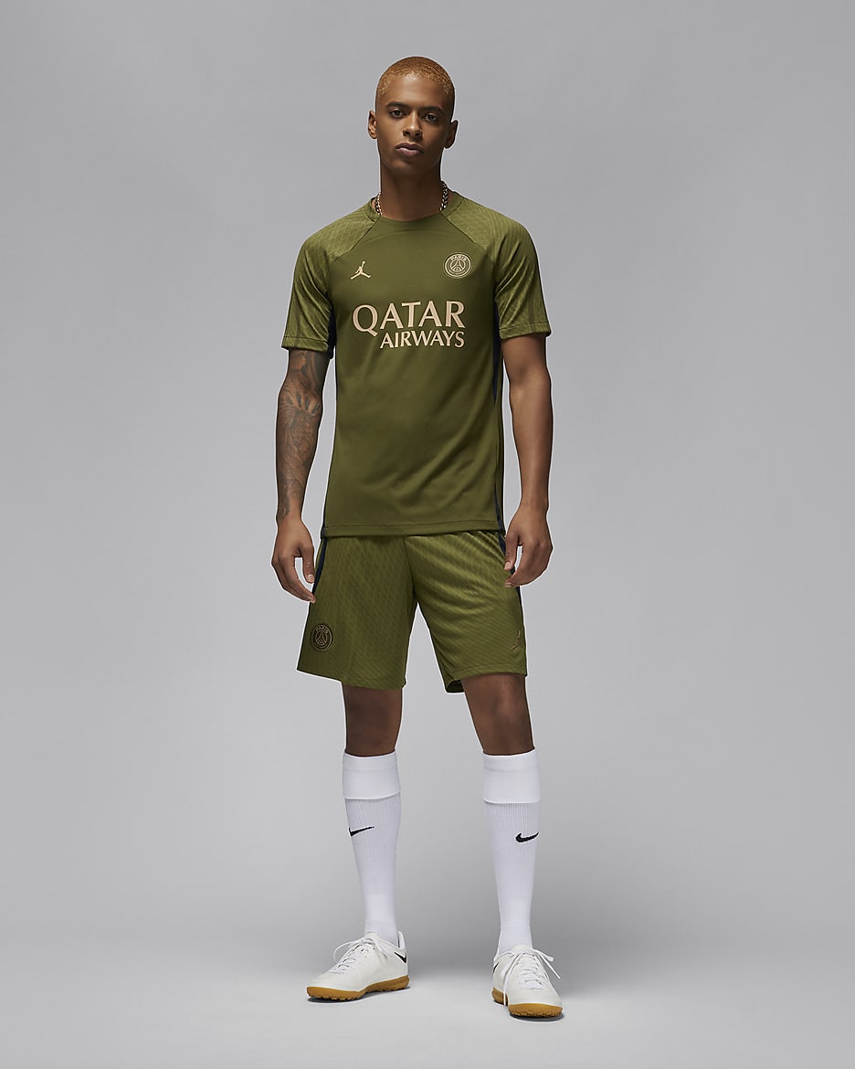 Paris Saint-Germain Strike Fourth Men's Jordan Dri-FIT Football Knit Top - Rough Green/Rough Green/Dark Obsidian/Hemp