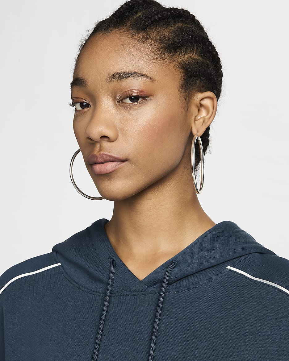 Nike Sportswear Women's Oversized Fleece Pullover Hoodie - Armory Navy/White