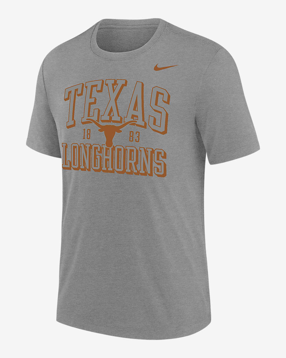 Playera universitaria Nike para hombre Texas - Gris oscuro jaspeado