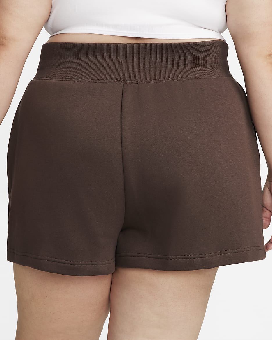 Nike Sportswear Phoenix Fleece Women's High-Waisted Loose Shorts (Plus Size) - Baroque Brown/Sail