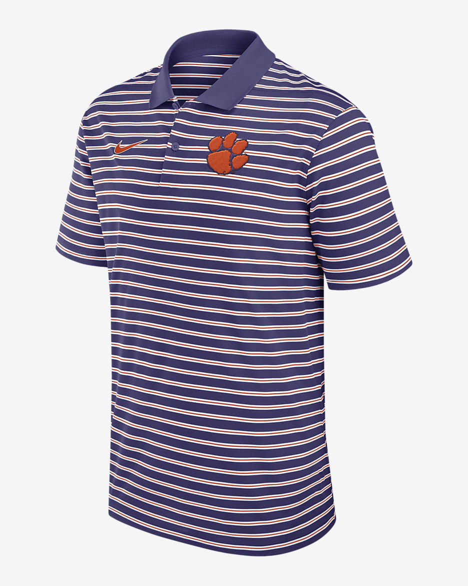 Clemson Tigers Primetime Victory Striped Men's Nike Dri-FIT College Polo - Purple