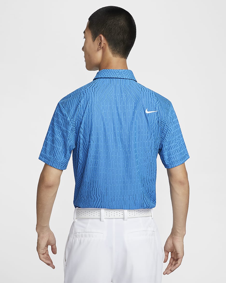 เสื้อโปโลกอล์ฟผู้ชาย Dri-FIT ADV Nike Tour - Light Photo Blue/Court Blue/ขาว