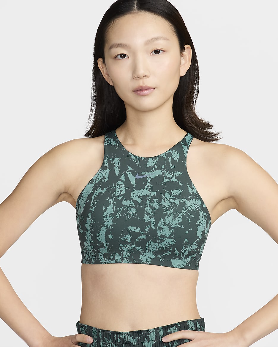 Nike One Strappy Back Women's Medium-Support Lightly Lined Printed Sports Bra - Vintage Green/Vintage Green